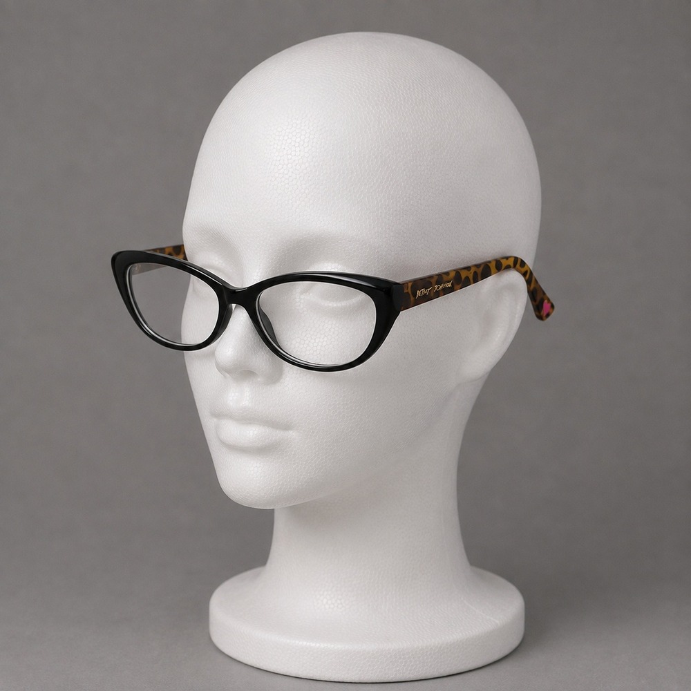 Betsey Johnson Reading Glasses Readers +2.50 Black Leopard Cat Eye Womens Frames